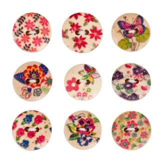 Rico Design Knopfmix Holz Floral*