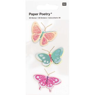 Rico Design Paper Poetry 3D-Sticker Schmetterlinge gemustert 3 Stück*