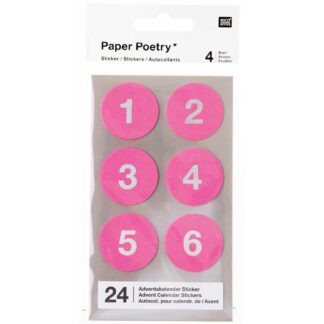 Rico Design Paper Poetry Adventskalender Sticker Zahlen 1-24 Pink*