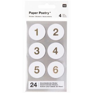 Rico Design Paper Poetry Adventskalender Sticker Zahlen 1-24 Weiß*