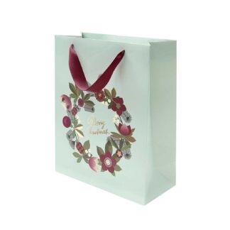 Rico Design Paper Poetry Geschenktüte Kranz türkis-bordeaux-grün 26x32x12cm*