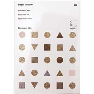 Rico Design Paper Poetry Glitterpapierblock Glamour Mix DIN A4 10 Blatt*