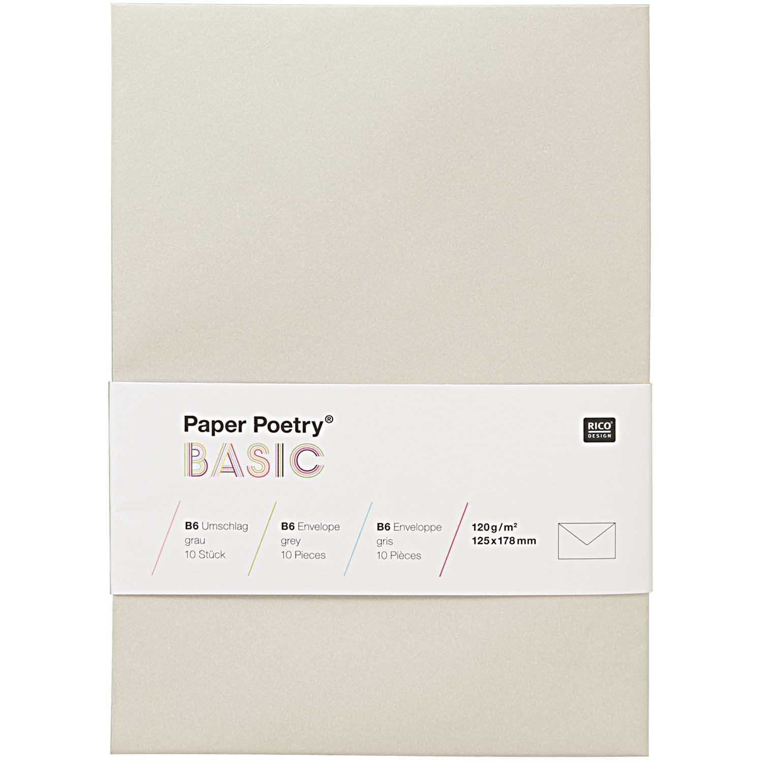 Rico Design Paper Poetry Kuvert Basic B6 10 Stück Grau*