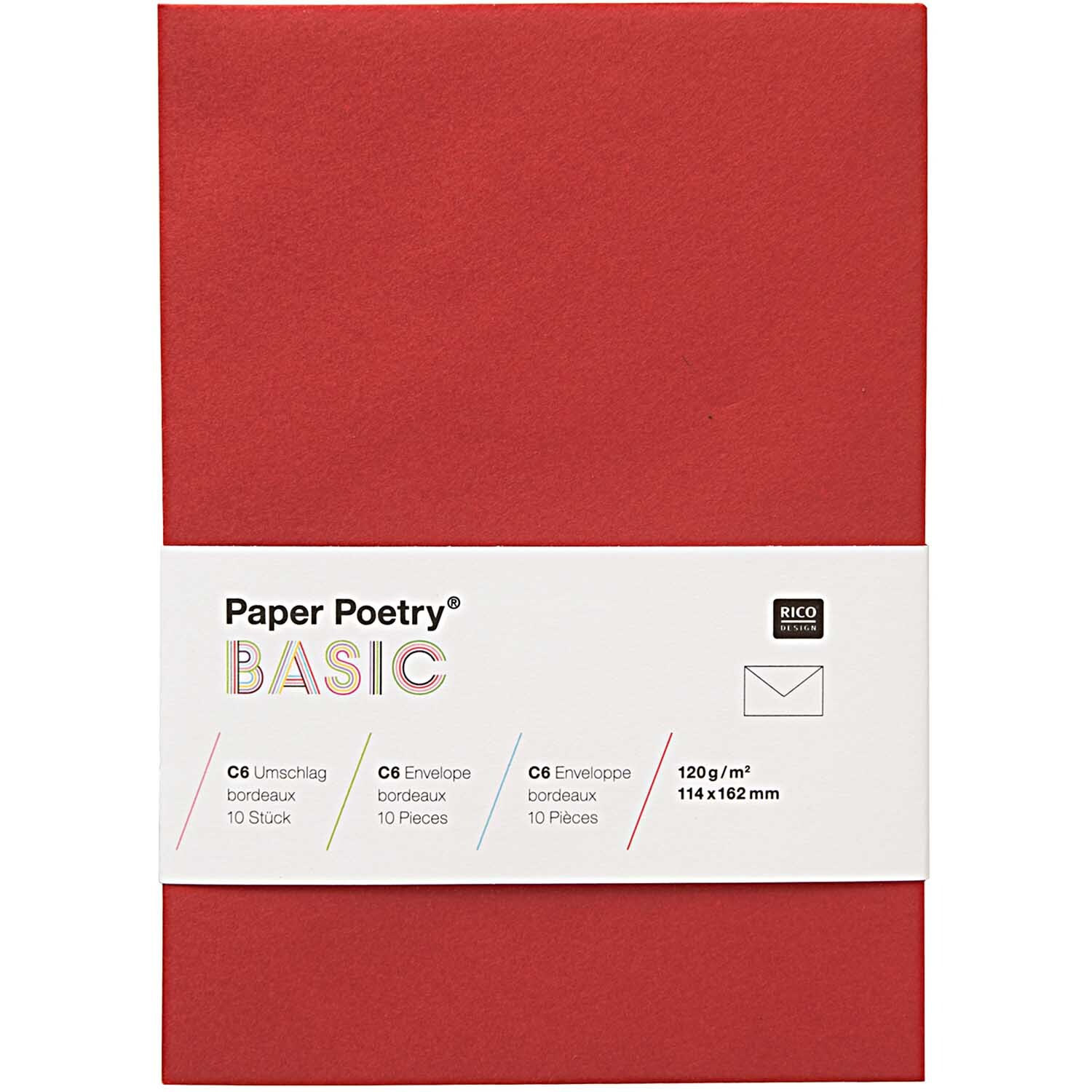 Rico Design Paper Poetry Kuvert Basic C6 10 Stück Bordeaux*