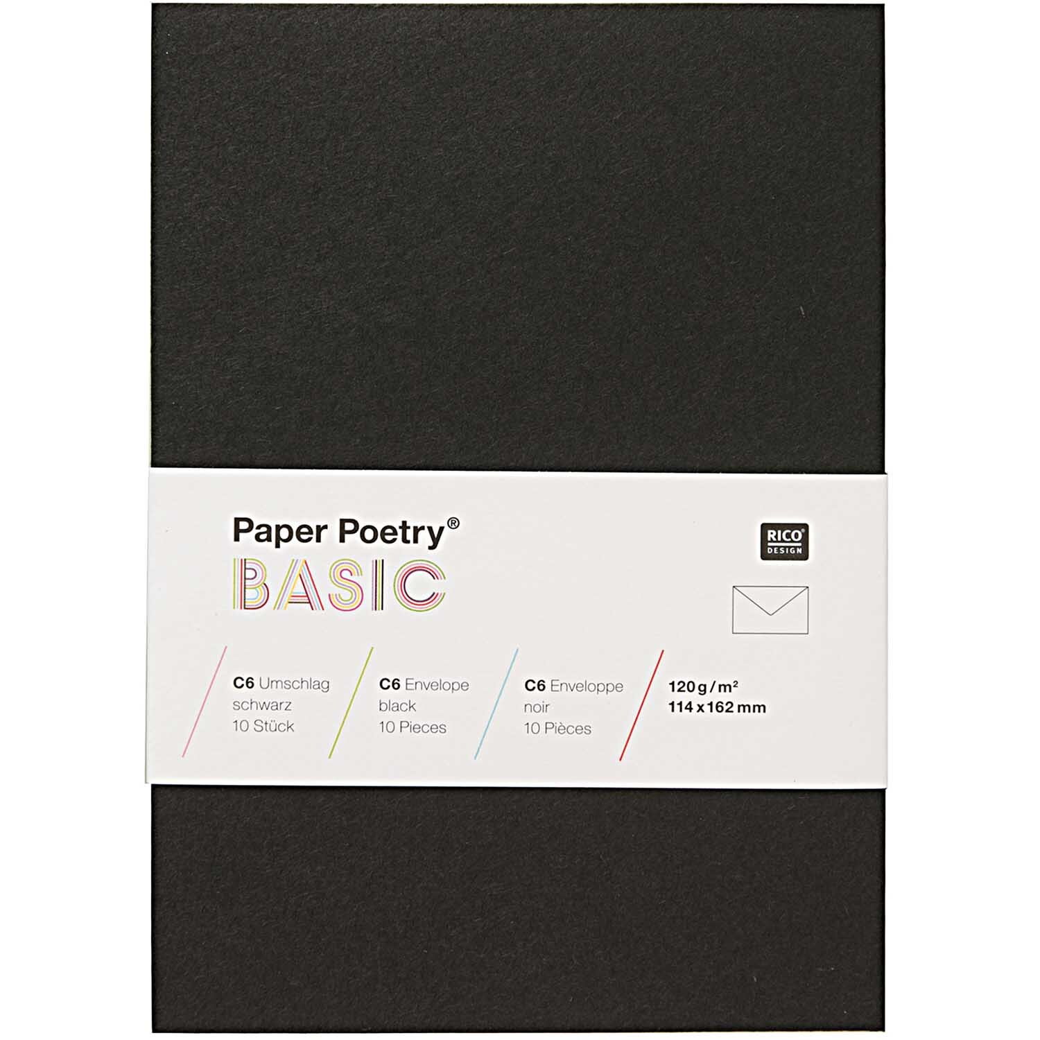 Rico Design Paper Poetry Kuvert Basic C6 10 Stück Schwarz*