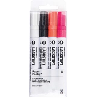 Rico Design Paper Poetry Lackmarkerset neon 2,0mm Weiß, Schwarz, Neon Orange, Neon Pink*