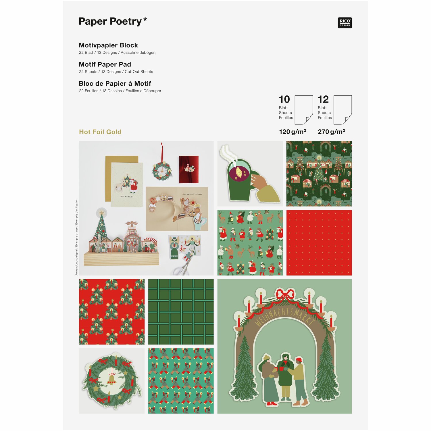 Rico Design Paper Poetry Motivpapierblock Weihnachtsmarkt*
