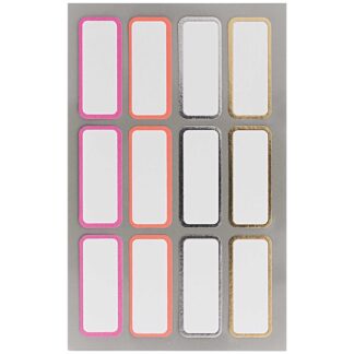 Rico Design Paper Poetry Office Sticker Etiketten gold-silber-neon 44x19mm 4 Bogen*
