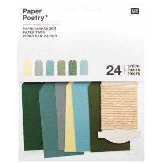 Rico Design Paper Poetry Papieranhänger klein grün 3x6cm 24 Stück*