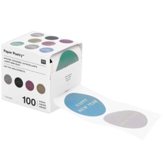 Rico Design Paper Poetry Sticker Happy New Year Ø 5cm 100 Stück auf der Rolle*