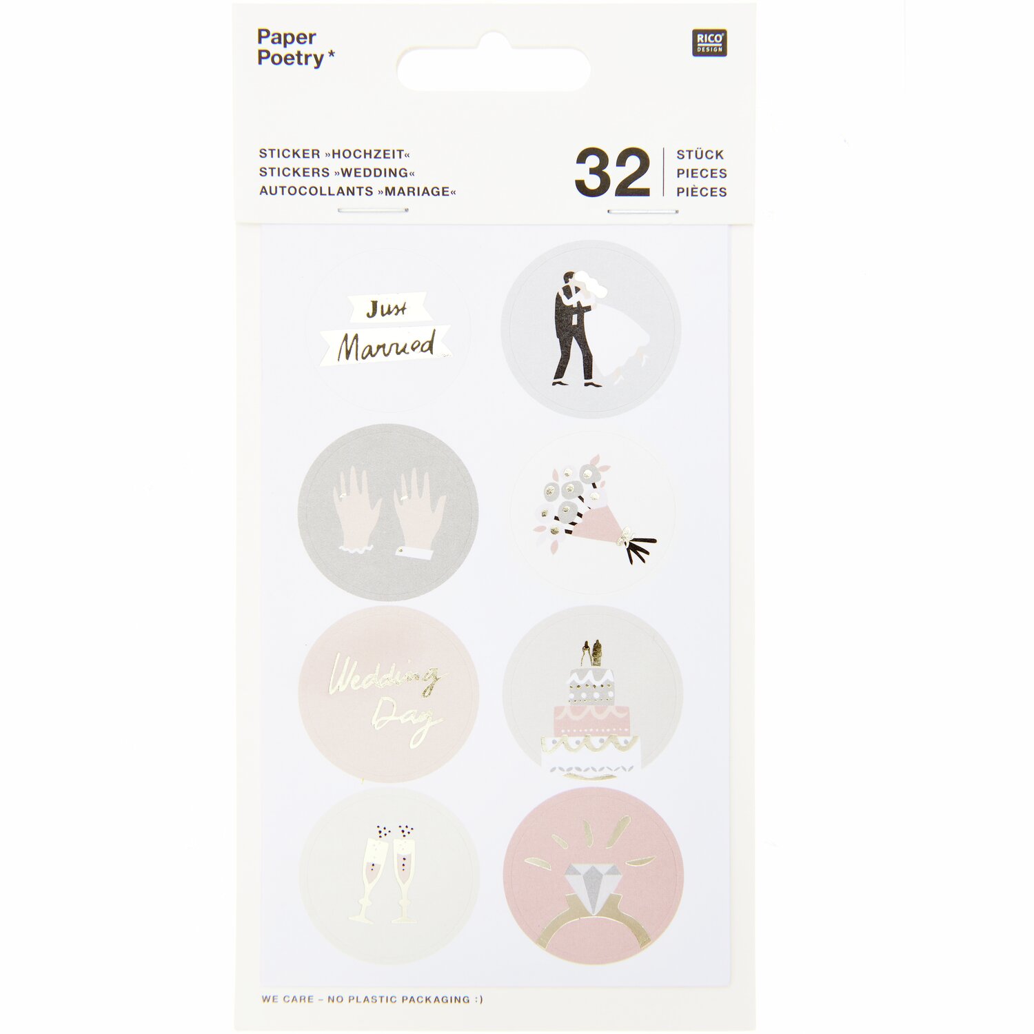 Rico Design Paper Poetry Sticker Hochzeit rund 4 Blatt*