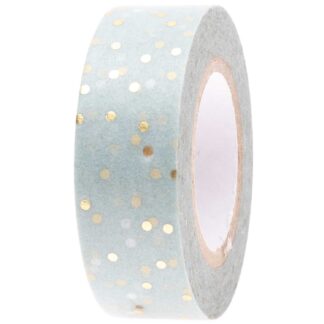 Rico Design Paper Poetry Tape Punkte mint-gold 1,5cm 10m*