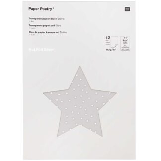 Rico Design Paper Poetry Transparentpapierblock Sterne silber 21x29,5cm 12 Blatt*