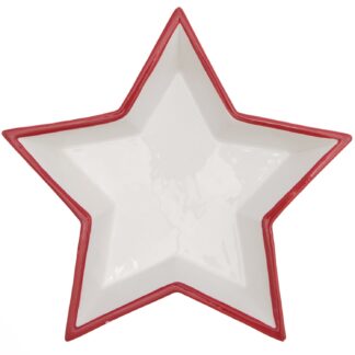 Rico Design Porzellanteller Stern weiß-rot 19,5x19,5x3,5cm*
