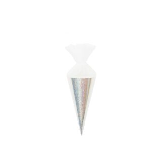 Rico Design Schultüte Rohling mit Tüllverschluss Irisierend Glitter Weiß*