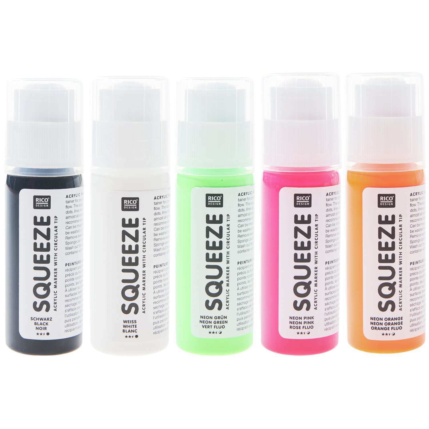 Rico Design Squeeze Acrylic Marker Set Neon Neon*