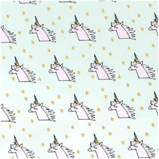 Rico Design Stoff Einhorn mint-gold 140cm*