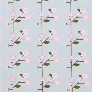Rico Design Stoffabschnitt Baumwoll-Popelin rauchblau Sakura Zweige 50x140cm*