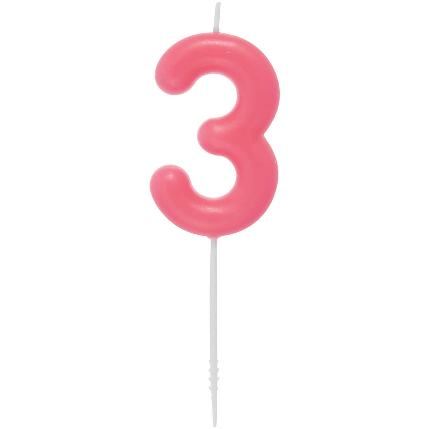Rico Design Zahlenkerze Neon Pink 3*
