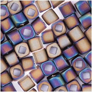 Rico Design itoshii cube Perlen 3x3mm 6g Lila Matt Regenbogen*
