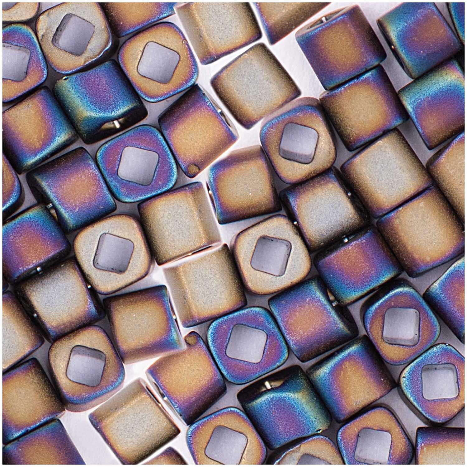Rico Design itoshii cube Perlen 3x3mm 6g Lila Matt Regenbogen*