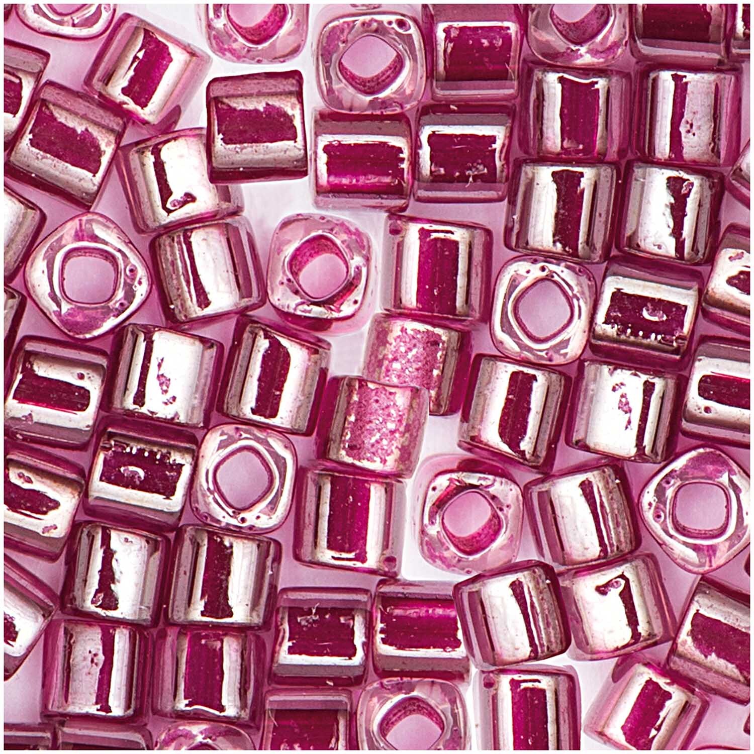 Rico Design itoshii cube Perlen 3x3mm 6g Transparent Einzug Magenta*