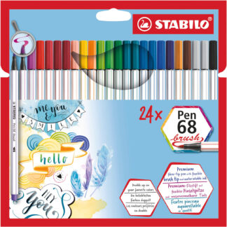 STABILO Pen 68 Brush im Kartonetui ohne Neonfarben 24 Farben*
