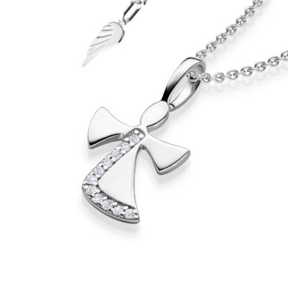 Schutzengel Kette Mädchen Silber 925 Engelkette Taufkette Engel Anhänger Kinder Kommunion Taufe Geschenk Baby Taufgeschenk Schulbeginn Einschulung*