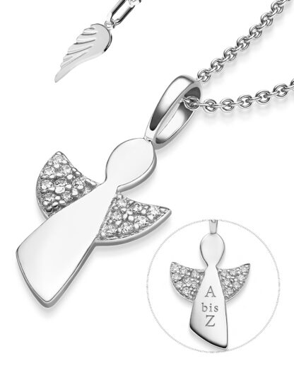 Schutzengel Kette Silber 925 Geschenk Mädchen Kommunion Taufe Einschulung Engelkette Engel Anhänger Kinder Baby Taufkette Taufgeschenk Kinderschmuck*