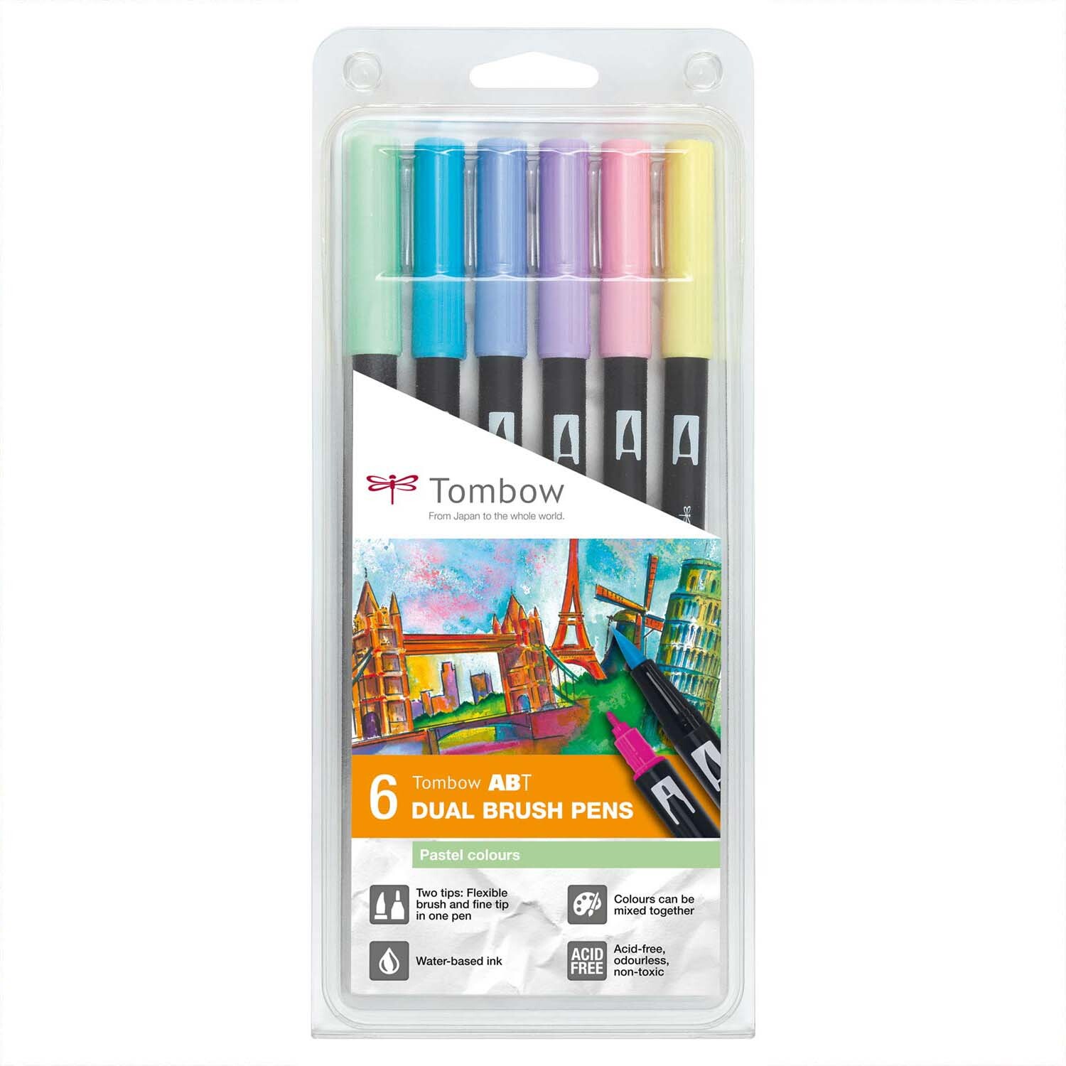 Tombow ABT Dual Brush Pen Pastellfarben 6er Set Mehrfarbig*