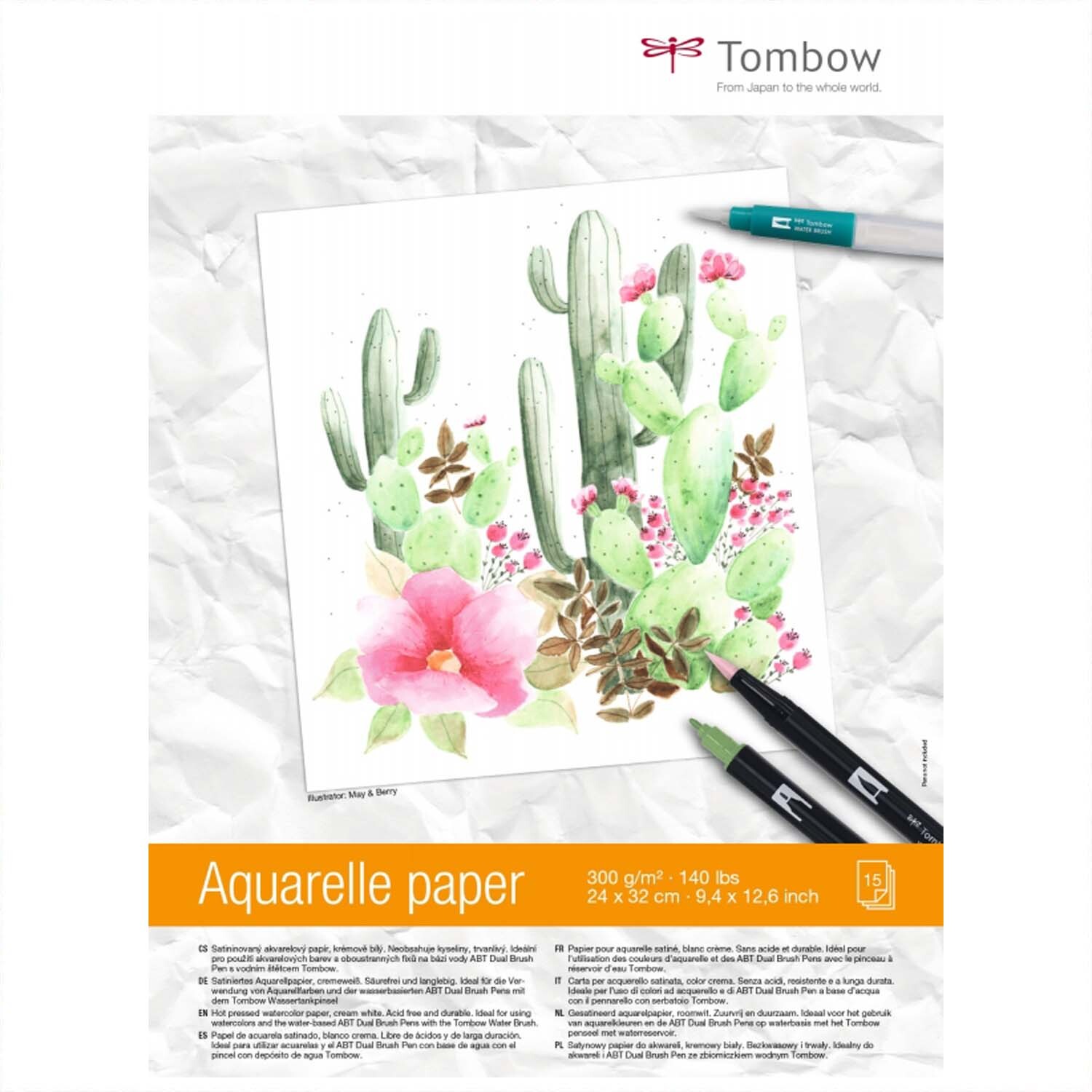 Tombow Aquarellblock satiniert 24x32cm 300g/m² 15Blatt*