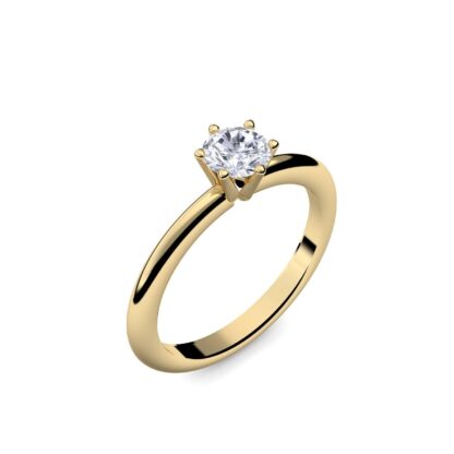 Verlobungsringe Gelbgold (Silber 925 hochwertig vergoldet) mit GRAVUR Verlobungsring mit Zirkonia Stein Gold-Ring Verlobung Antrag Damen Frauen*